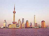 Die moderne Skyline von Shanghai