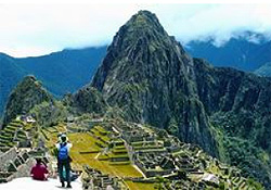 Machu Picchu in den Bergen von Peru